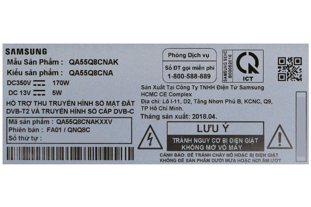 Smart Tivi Cong QLED Samsung 4K 55 inch QA55Q8CN