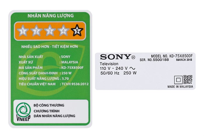 Android Tivi Sony 4K 75 inch KD-75X8500F Màu Đen