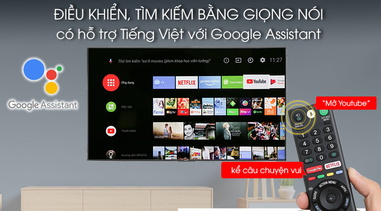 Android Tivi Sony 4K 75 inch KD-75X8500F - Remote và Google Assistant