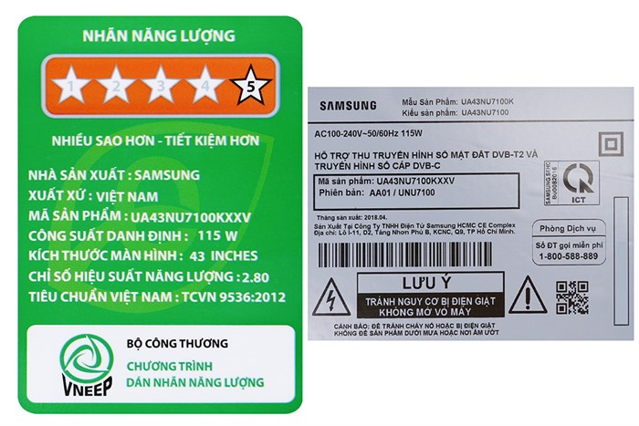 Smart Tivi Samsung 4K 43 inch UA43NU7100 Màu Đen