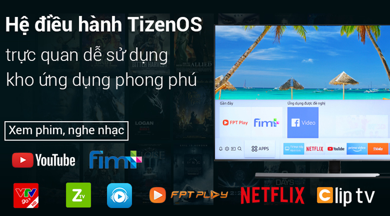 Hệ điều hành Tizen OS 2018 trên Smart Tivi Samsung 4K 65 inch UA65NU8000