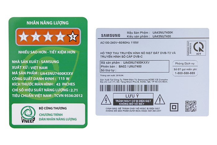 Smart Tivi Samsung 4K 43 inch UA43NU7400 Màu Đen