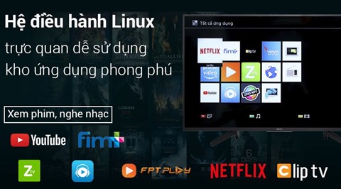 Hệ điều hành Linux trên Âm thanh sống động, trong trẻo trên Tivi LED Sony KD-43X7000F