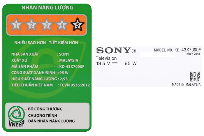 Smart Tivi Sony 4K 43 inch KD-43X7000F Màu Đen