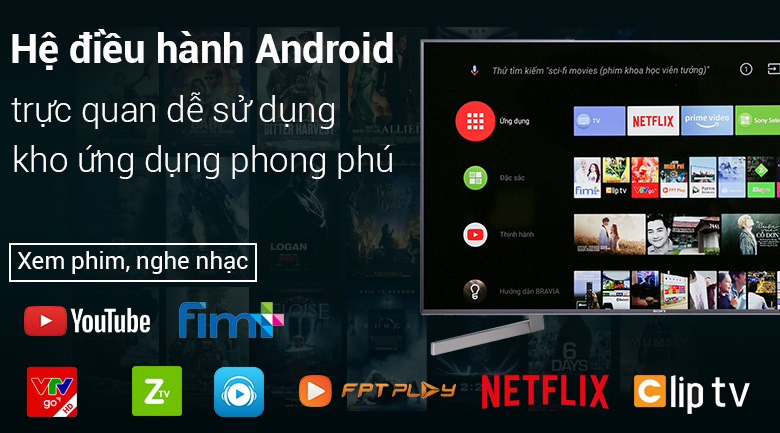 Hệ điều hành Android 8.0 trên Android Tivi Sony 49 inch KD-49X9000F