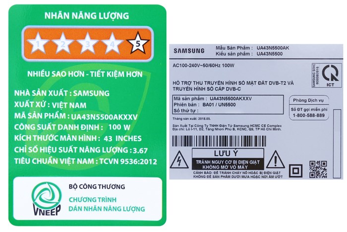 Smart Tivi Samsung 43 inch UA43N5500 Màu Đen