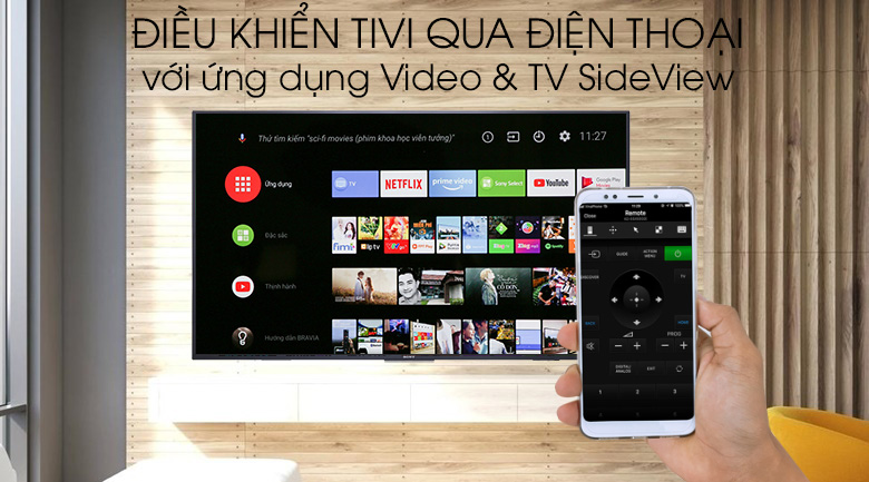 Điều khiển Android Tivi Sony 4K 55 inch KD-55X7500F bằng điện thoại