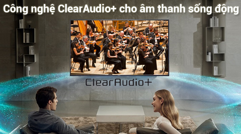 Âm thanh sống động mạnh mẽ với công nghệ Clear Audio+ trên Android Tivi Sony 4K 55 inch KD-55X7500F