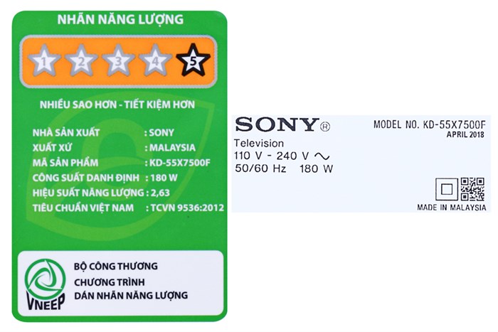 Android Tivi Sony 4K 55 inch KD-55X7500F Màu Đen