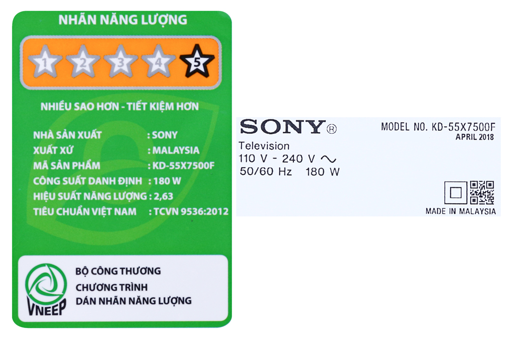 Android Tivi Sony 4K 55 inch KD-55X7500F Màu Đen