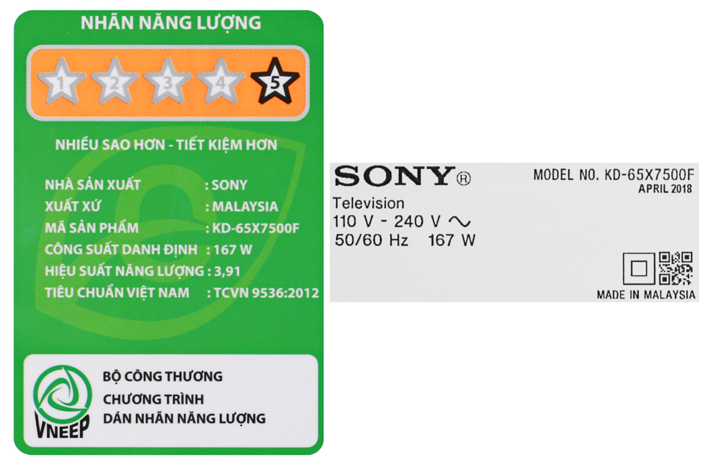 Android Tivi Sony 4K 65 inch KD-65X7500F Màu Đen