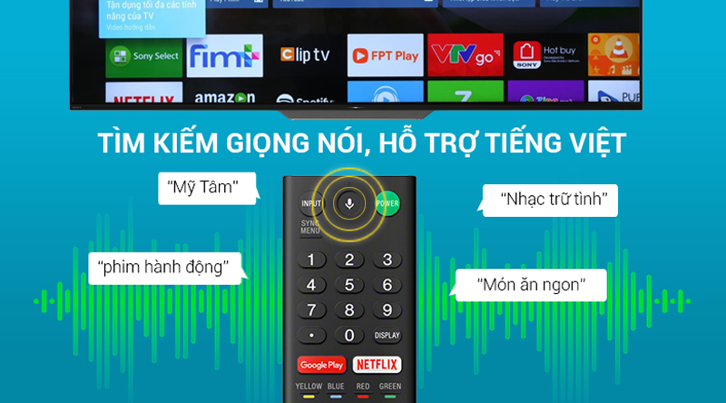 Remote thông minh tìm kiếm giọng nói trên Android Tivi OLED Sony 4K 55 inch KD-55A8F