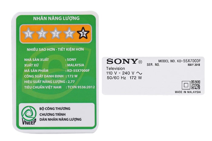 Smart Tivi Sony 4K 55 inch KD-55X7000F Màu Đen