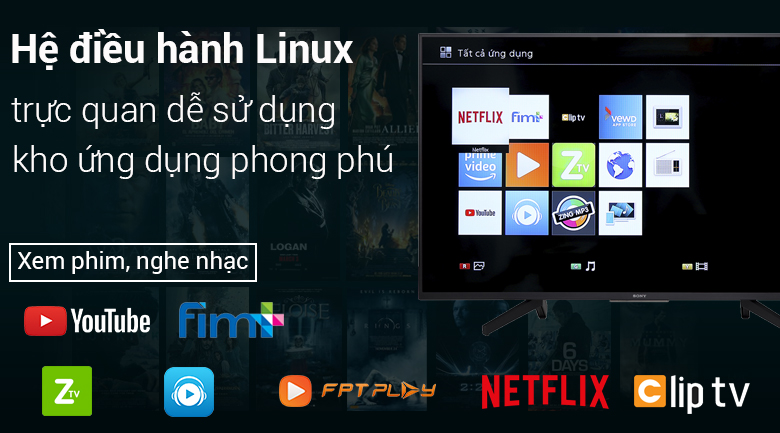 Hệ điều hành Linux trên Smart Tivi Sony 4K 55 inch KD-55X7000F