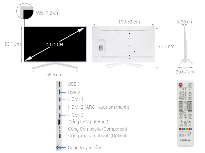 Thông số kỹ thuật Smart Tivi Samsung 49 inch UA49N5510