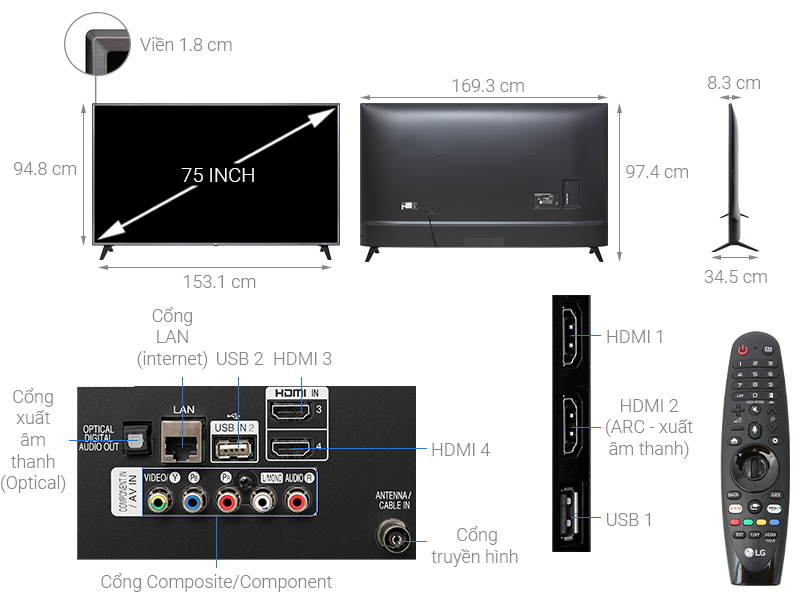 Smart Tivi LG 4K 75 inch 75UK6500PTB