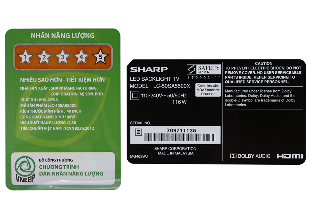 Smart Tivi Sharp 50 inch LC-50SA5500X Màu Đen