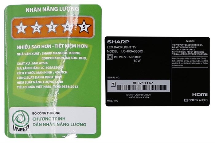 Smart Tivi Sharp 40 inch LC-40SA5500X Màu Đen