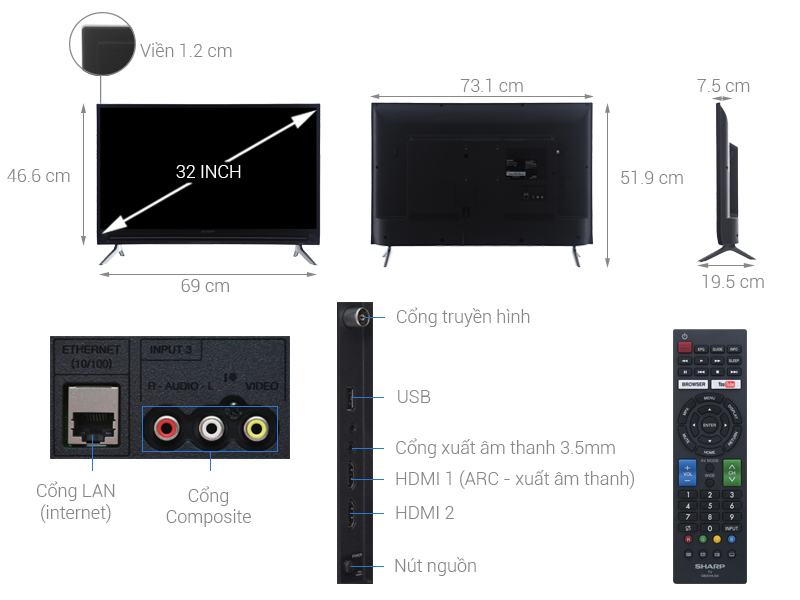 Tivi Sharp LCD 32 inch LC-32SA4500X