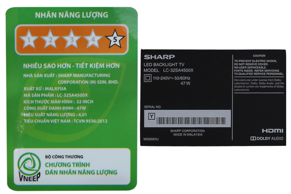 Smart Tivi Sharp HD 32 inch LC-32SA4500X Màu Đen