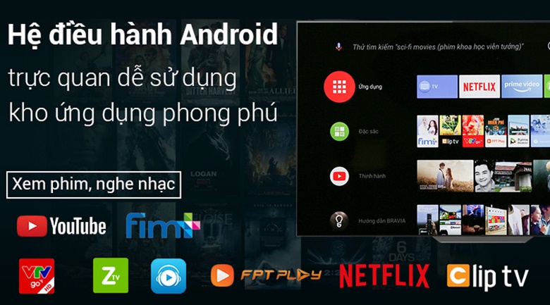 Hệ điều hành Android trên Android Tivi OLED Sony 4K 65 inch KD-65A8F