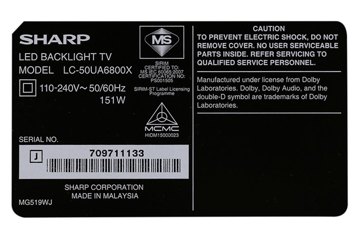 Android Tivi Sharp 4K 50 inch LC-50UA6800X