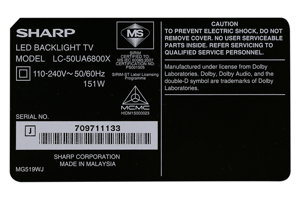 Android Tivi Sharp 4K 50 inch LC-50UA6800X