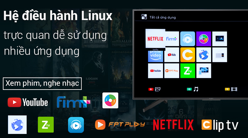 Smart Tivi Sony 4K 65 inch KD-65X7000F - Hệ điều hành Linux giao diện trực quan, dễ sử dụng