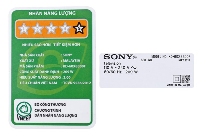 Android Tivi Sony 4K 60 inch KD-60X8300F Màu Đen