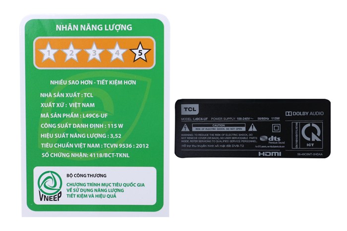 Android Tivi TCL 4K 49 inch L49C6-UF Màu Đen