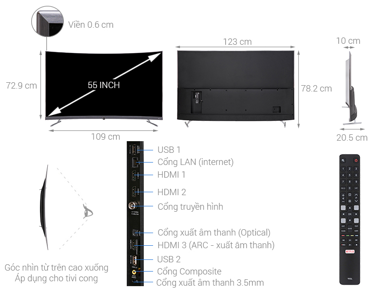 Smart Tivi Cong TCL 4K 55 inch L55P5-UC