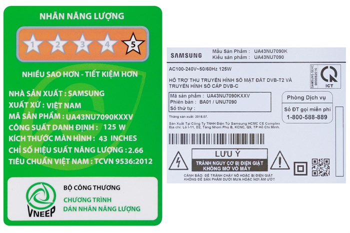 Smart Tivi Samsung 4K 43 inch UA43NU7090 Màu Đen
