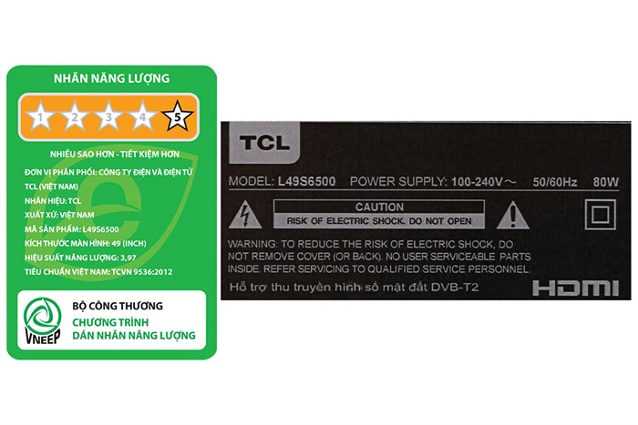 Android Tivi TCL 49 inch L49S6500 Màu Đen