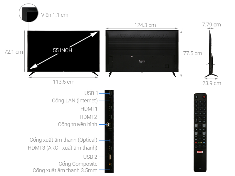 1. Tổng quan về tivi TCL 55 inch