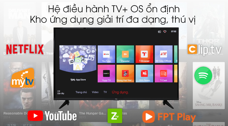 Hệ điều hành TV+ OS - Smart Tivi TCL 4K 43 inch L43P65-UF