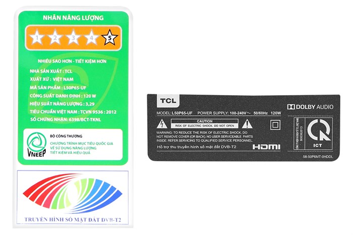 Smart Tivi TCL 4K 50 inch L50P65-UF Màu Đen