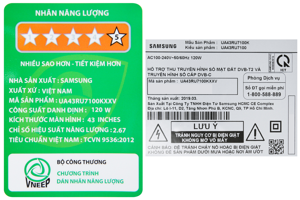 Smart Tivi Samsung 4K 43 inch UA43RU7100 Màu Đen