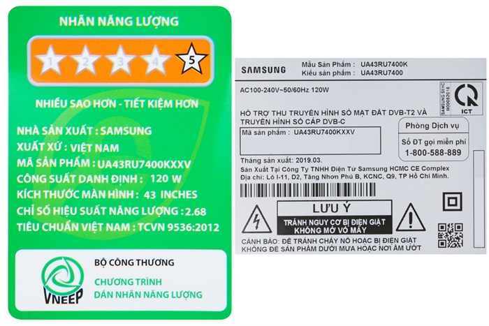 Smart Tivi Samsung 4K 43 inch UA43RU7400 Màu Đen