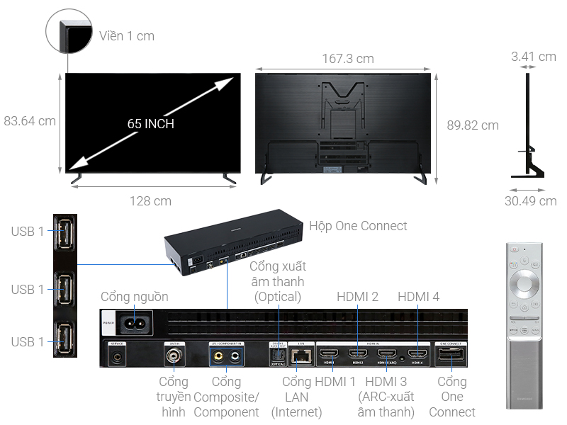 Thông số kỹ thuật Smart Tivi QLED Samsung 8K 65 inch QA65Q900R