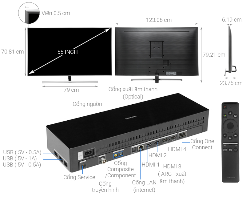 Thông số kỹ thuật Smart Tivi QLED Samsung 4K 55 inch QA55Q80R