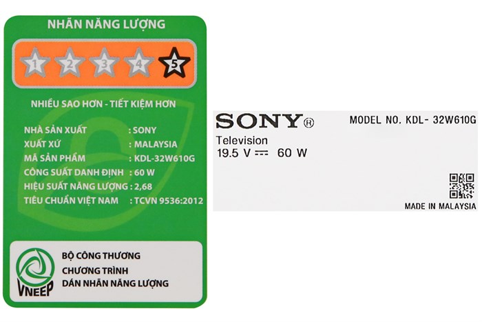 Smart Tivi Sony 32 inch KDL-32W610G Màu Đen