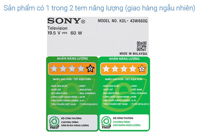 Smart Tivi Sony 43 inch KDL-43W660G Màu Đen