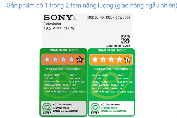 Smart Tivi Sony 50 inch KDL-50W660G Màu Đen