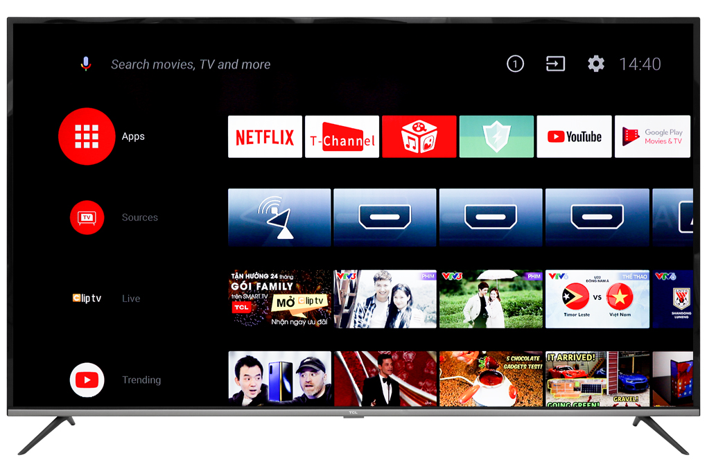 Android Tivi TCL 4K 65 inch L65P8 Màu Đen