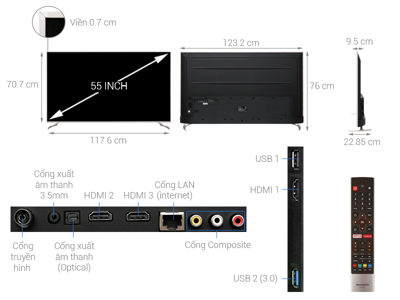 Android Tivi Skyworth 4K 55 inch 55G2