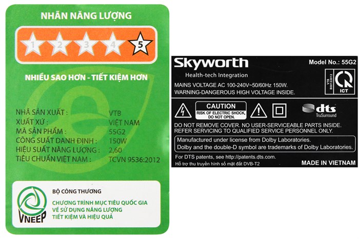 Android Tivi Skyworth 4K 55 inch 55G2