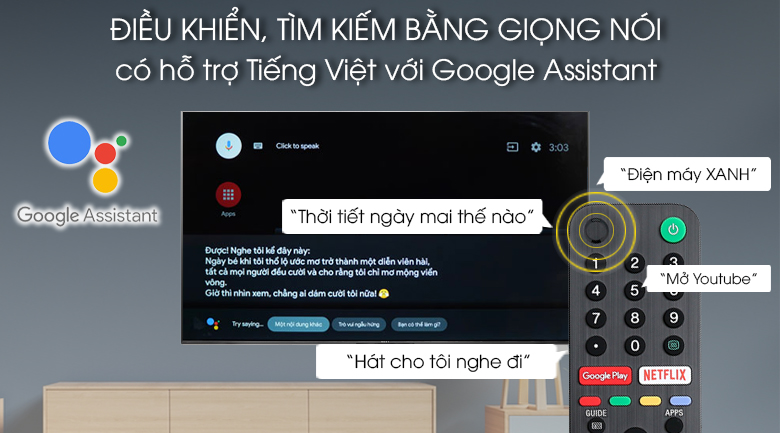 Android Tivi Sony 4K 55 inch KD-55X9500G - Tìm kiếm giọng nói bằng tiếng Việt