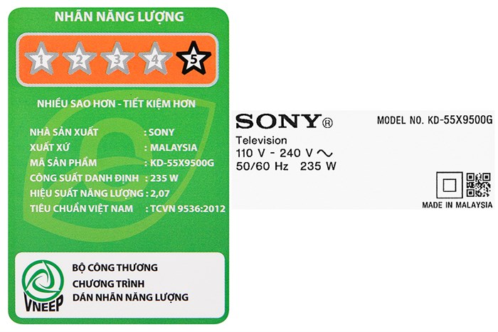 Android Tivi Sony 4K 55 inch KD-55X9500G Màu Đen