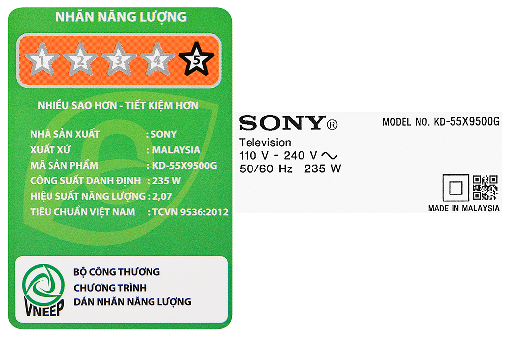 Android Tivi Sony 4K 55 inch KD-55X9500G Màu Đen