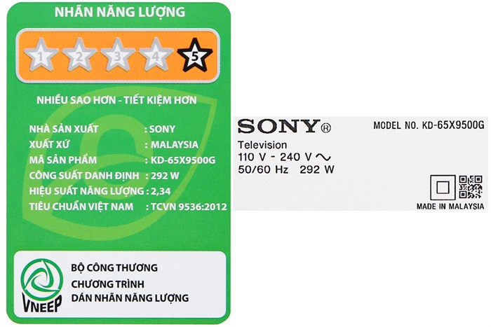 Android Tivi Sony 4K 65 inch KD-65X9500G Màu Đen